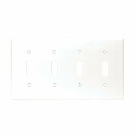 LEVITON 4-Gang Plastic Toggle Switch Wall Plate, White 001-88012